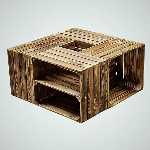 4 x Holzkiste NEU geflammt 50 x 40 x 30cm - Ideal als Couchtisch oder Regal