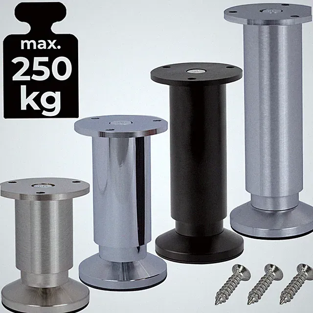 4 x Möbelfüße verstellbar EDELSTAHL Optik Ø38/32 mm Sofafuß Sockelfüße Bettfüße