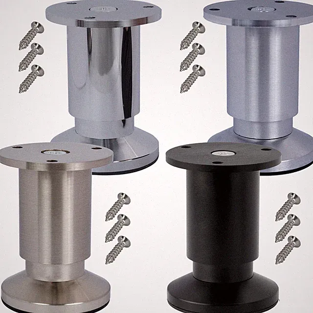 4 x Möbelfüße verstellbar EDELSTAHL Optik Sofafuß Schrankfüße Bettfüße Ø38/32mm