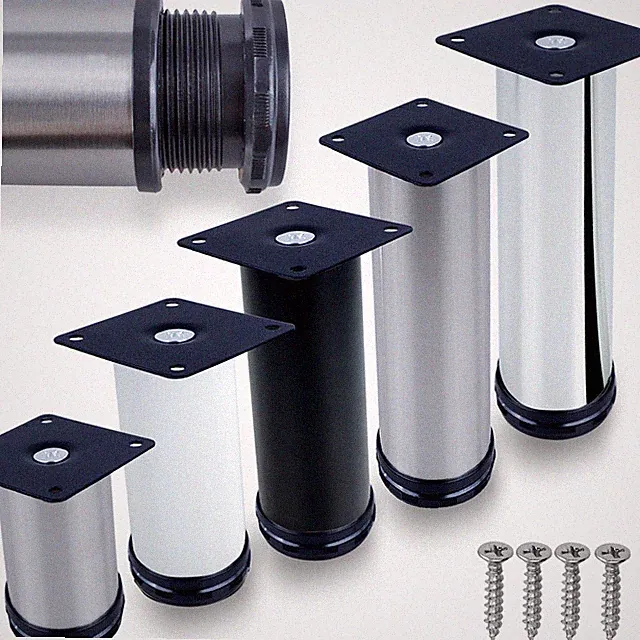 4 x Möbelfuße verstellbar EDELSTAHL Ø50mm Sofafuß Küchenfuß Sockelfüße Bettfüße