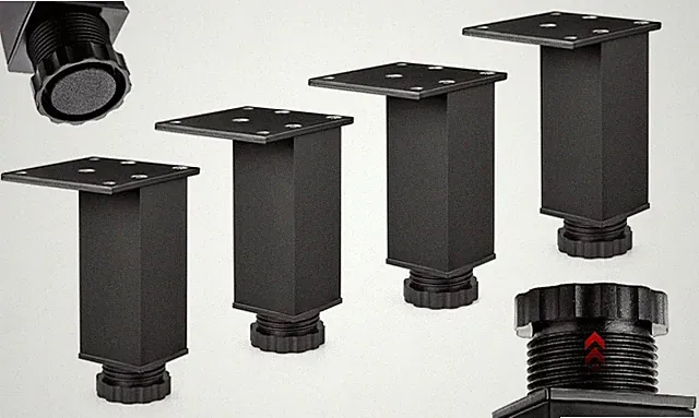 4 x Möbelfuße verstellbar Sofafuß Küchenfuß Bettfüße Bein Schwarz LOFT 150 mm