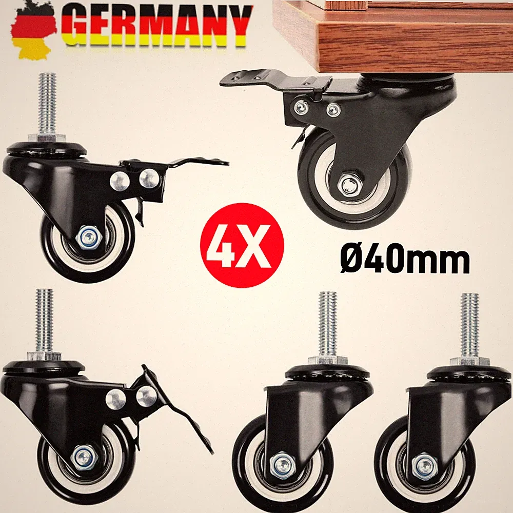 4 x Schwerlastrollen Für Möbel 40mm Transportrollen Lenkrollen Mit Bremse 40KG