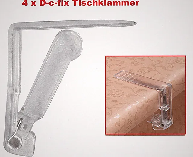 4 x Tischtuchklammern mit Feder D c fix / Wenco Tischklammer transparent NEU