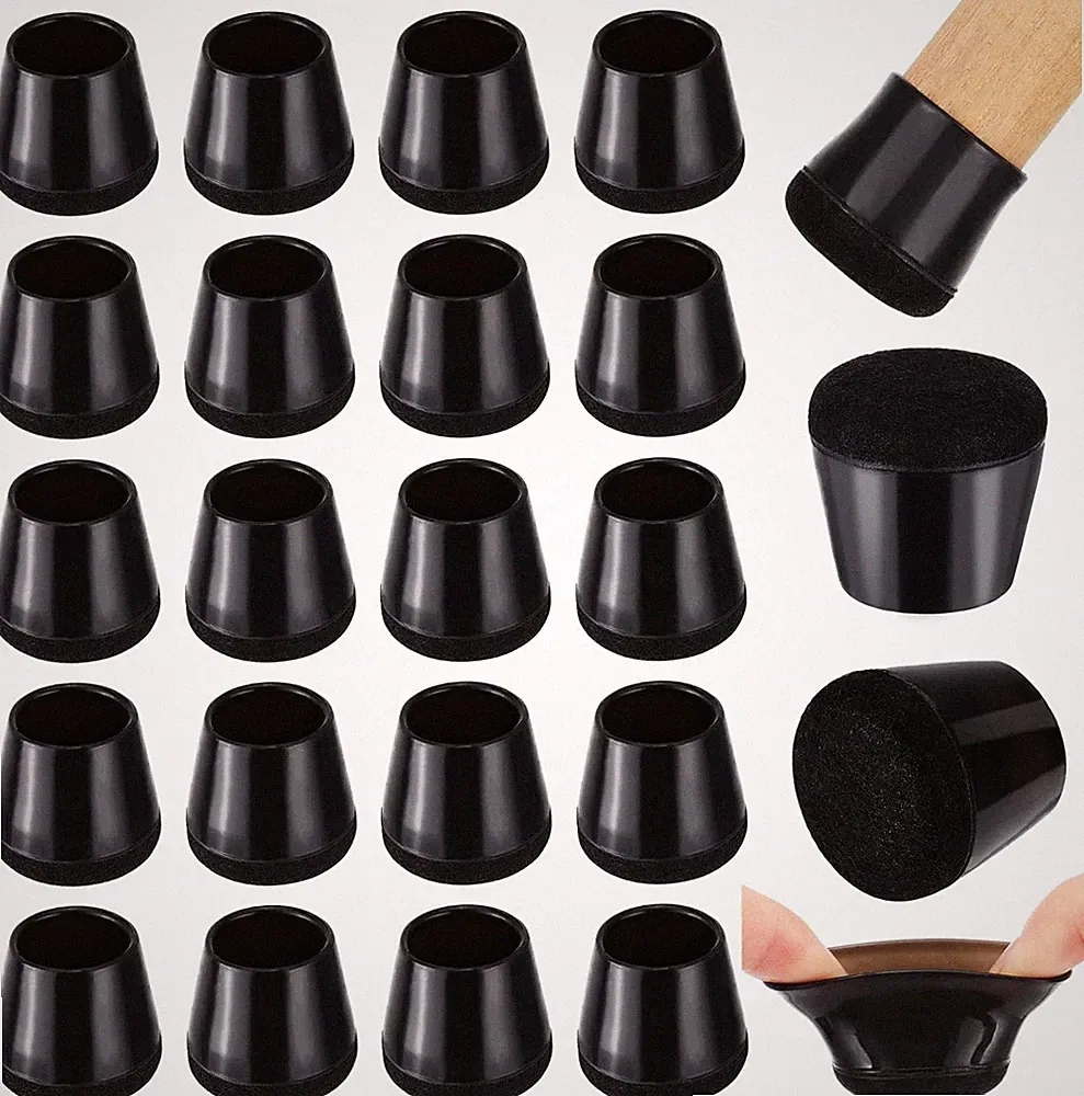 40 Stück Stuhlbeinkappen,Schwarz Schutzkappen für Stuhlbeine Mit Filz,Filzgleite