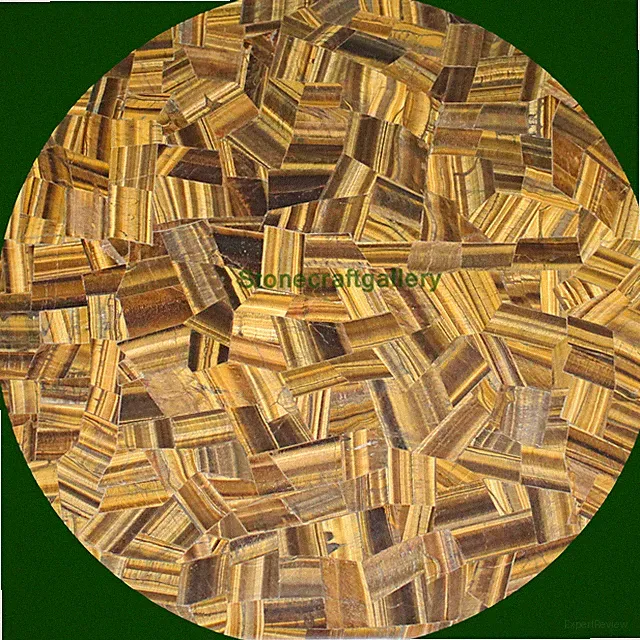 42 " Kaffee Table Top Marmor Tiger Ösen Inlay Handmade Arbeit Wohndeko Geschenk