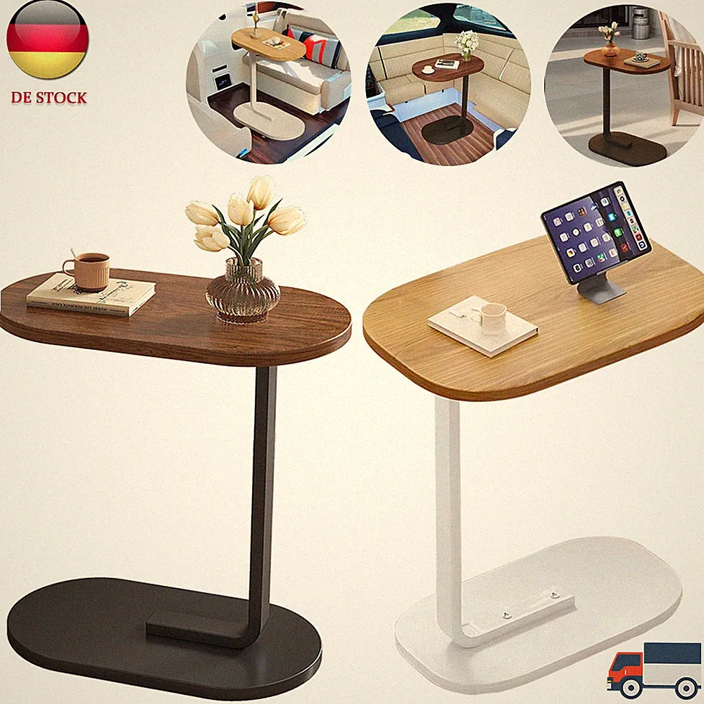 45*28*60CM Couchtisch Kleiner Beistelltisch C Form Sofatisch Rollen Wohnzimmer