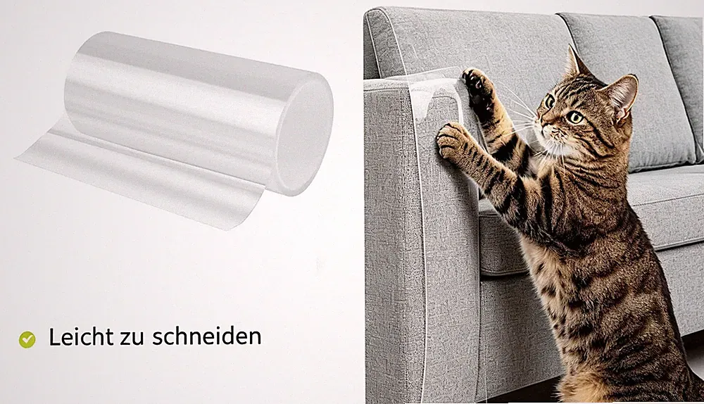 45*500cm Kratzfestes PVC Klebeband Sofa Katzenschutz Kratzschutzfolie für Möbel