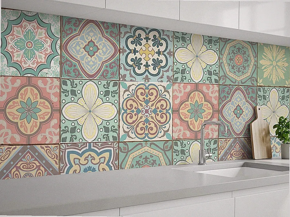 45 Stck. Traditionelle Fliesentransfers Aufkleber Wand Vintage Viktorianisch Marokkanisch Mosaik