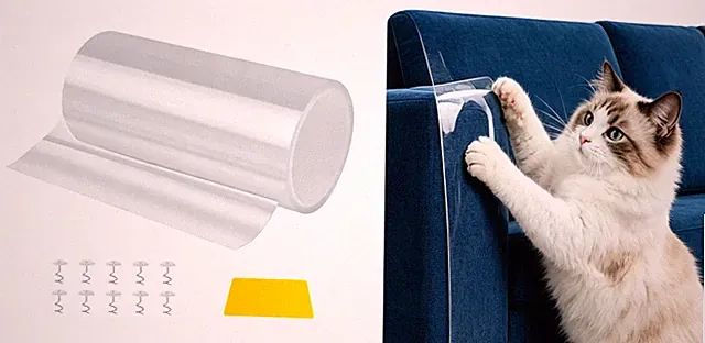 45x500cm PVC Kratzschutzfolie Sofa Katzenschutz Möbelschutz gegen Katzenkrallen