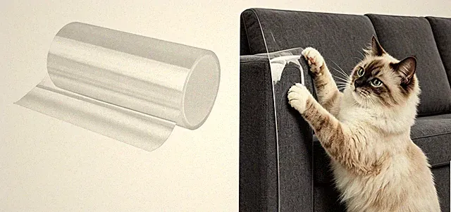 45x500cm PVC Möbelschutzfolie gegen Katzenkratzer für Hausmöbel Sofa Couch Tür