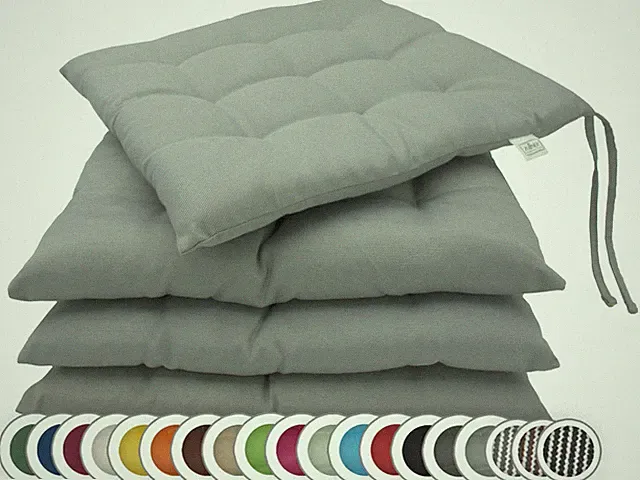 4er oder 8er Set Stuhlkissen Sitzkissen 40x40 cm quadratisch mit Bänder