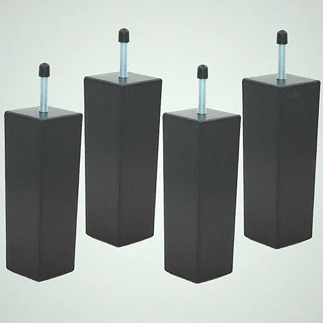 4er Set 15 cm schwarze Bettfüße/Tischfüße/Bodenschoner mit M8 Gewinde
