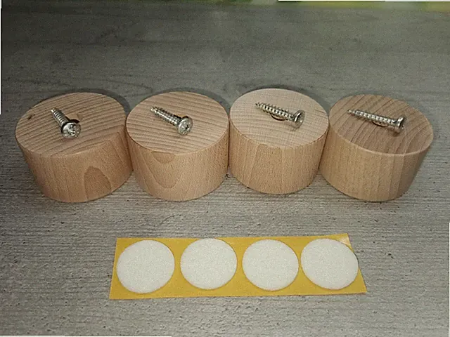 4er Set Buche Rund Natur 3cm. Bettfüße Möbelfüße Holzfüße Rundfüße Couchfüße