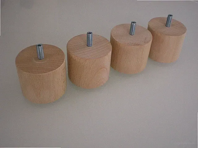 4er Set Buche Rund Natur 5cm. M8 Bettfüße Möbelfüße Holzfüße Rundfüße Couchfüße