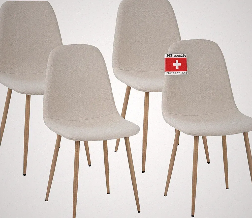 4er-Set Esszimmerstühle FANO beige Designer Esszimmer Stuhl Polsterstuhl