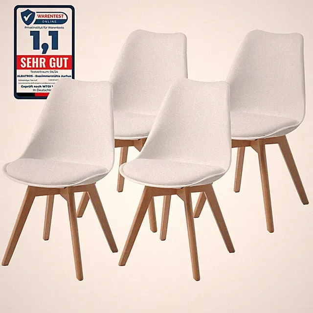 4er-Set Esszimmerstühle Nordic Style - mit Polster - Massiv-Holz- AARHUS