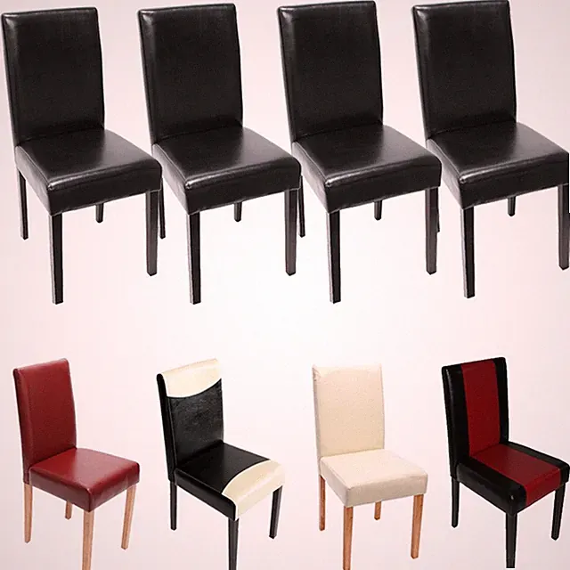 4er-Set Esszimmerstuhl Stuhl Littau Leder Kunstleder helle/dunkle Beine