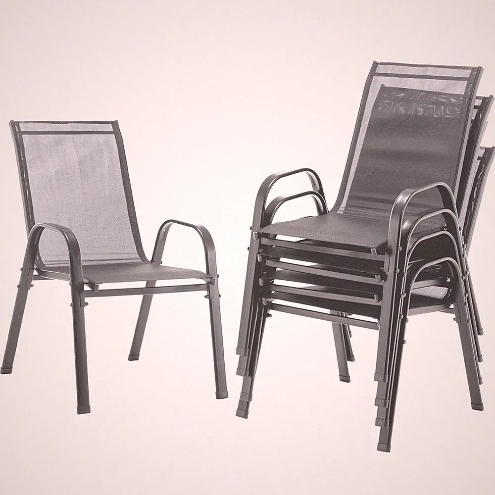 4er Set Gartenstuhl Stapelstuhl Metall Stühle Campingstuhl Terrassenstuhl