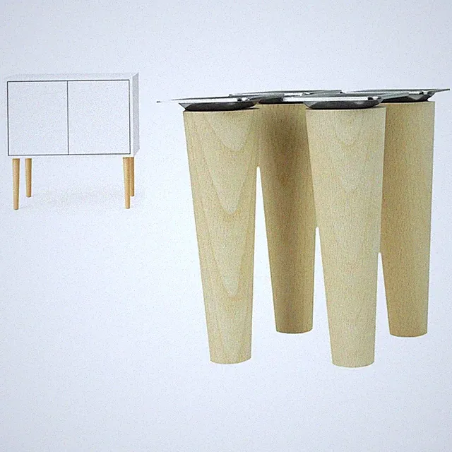 4er Set Gerade Holz Möbelfüße für Sofa, Schrank, Bett inkl. Montageset H: 6-68cm
