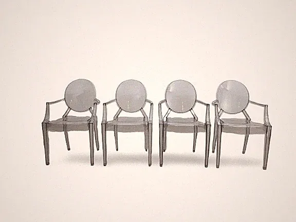 4er Set Kartell Design Stapelstühle Philippe Starck Ghost chairs