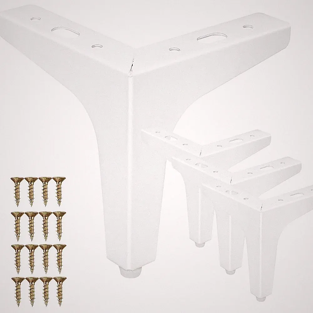 4er Set Möbelfüße Metall 10cm Weiß Dreieck Design für Sofa, Regal, Schrank