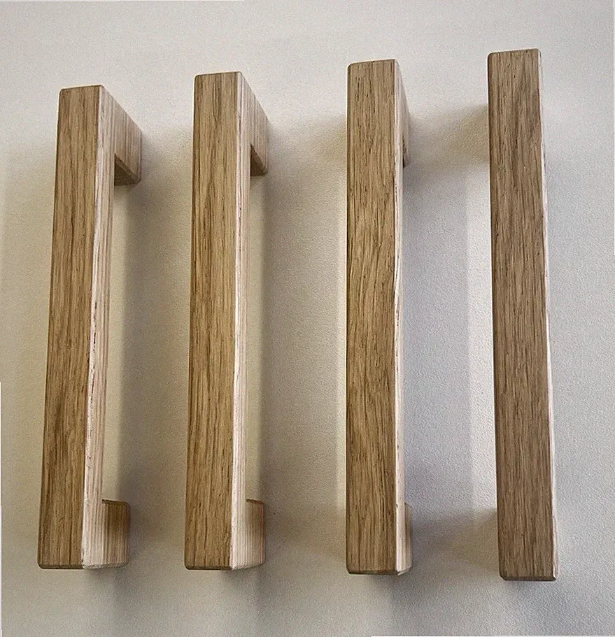 4er Set Möbelgriff Eiche Natur Lochabstand 128 mm geölt Handgefertigt