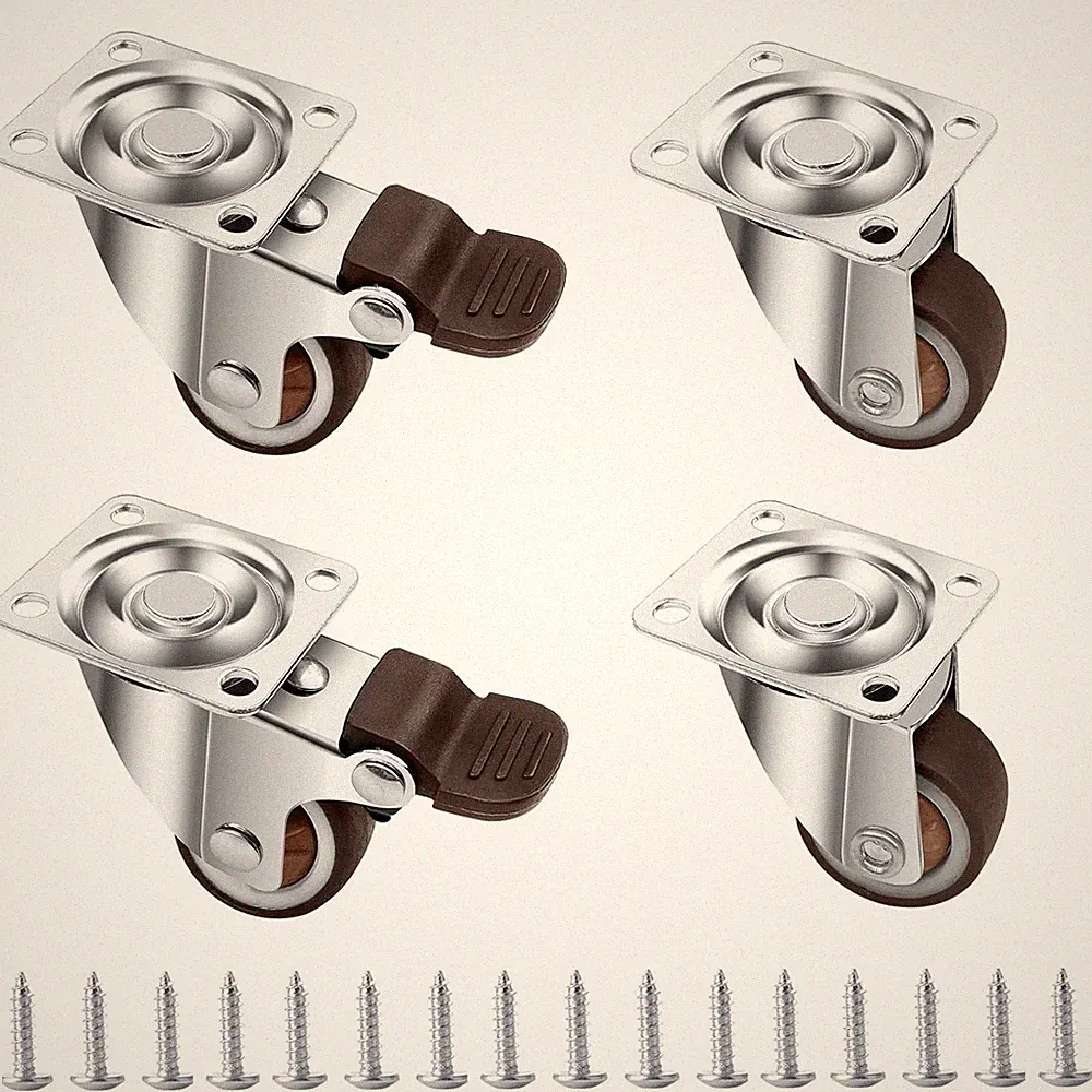 4er Set Möbelrollen 50 mm Schwerlastrollen mit Bremse Rollen für Möbel Lenkrolle