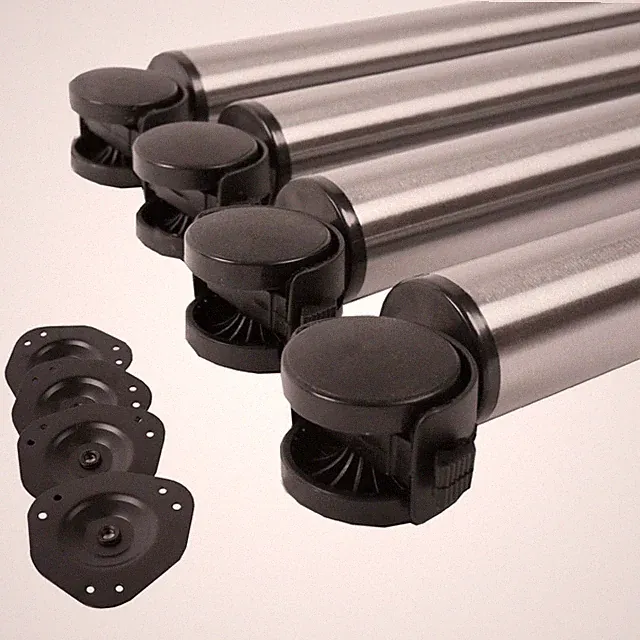 4er Set rollende Tischbeine Tischbeine auf Rolle mit Bremse ø 50mm Metall