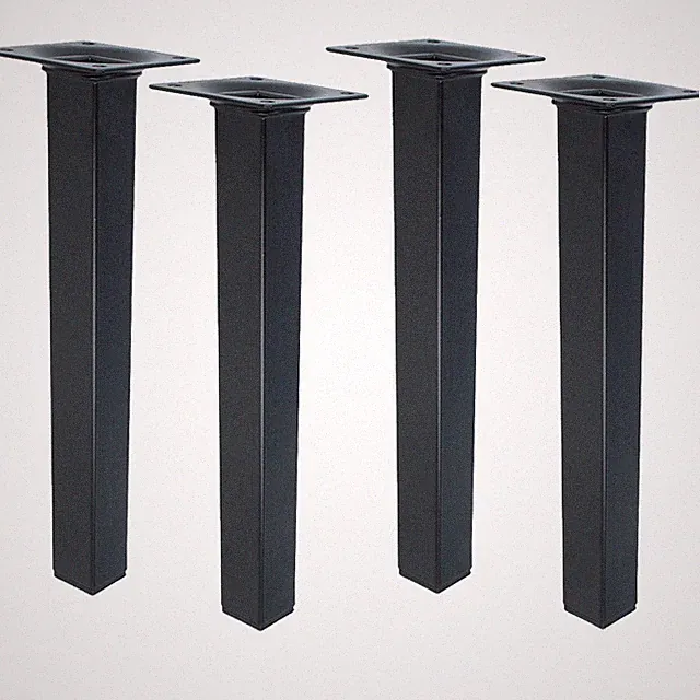 4er Set schwarze Möbelfüße Möbelbeine eckig 25x25mm Tischbeine Stahl Sofafüße