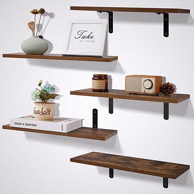 4er Set Schwebende Regale Holz Wandregal Hänge-Regal für Wohnzimmer Büro