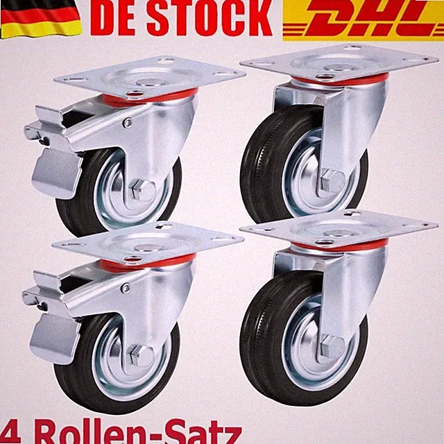 4er Set Schwerlastrollen 360° Rollen Transportrollen Schwerlastrollen mit Bremse