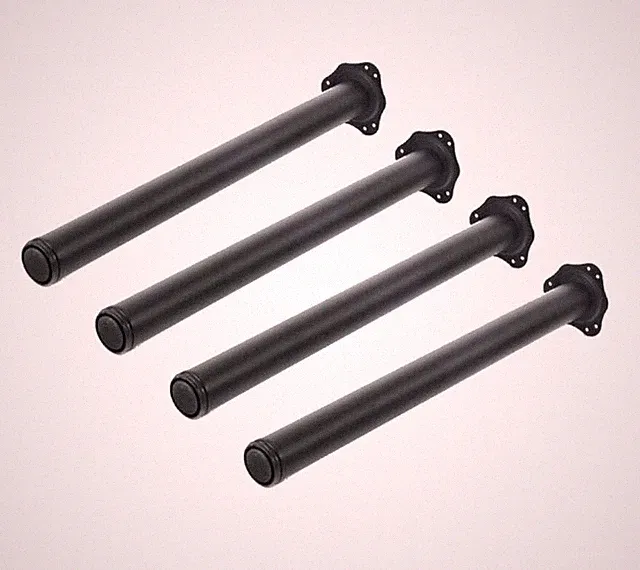 4er-Set stabile Tischbeine Ø60 mm 71cm Höheverstellbar Schreibtischfüße-Schwarz