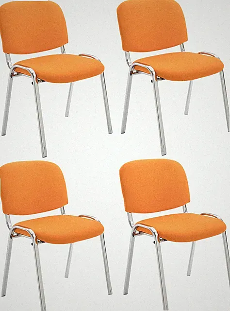 4er Set Stühle Ken Chrom Stoff Stapelbar Konferenzstühle Saalstühle Stapelstühle