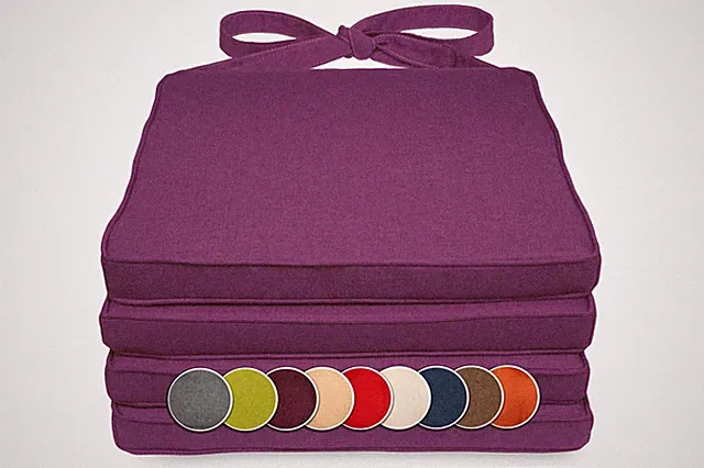 4er Set Stuhlkissen 40x45x5cm Stuhlauflage mit Schleifenbändern Polsterauflage