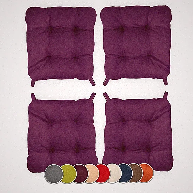 4er Set Stuhlkissen mit Klettverschluss 40(vorne) | 35(hinten) x 40 x 8cm