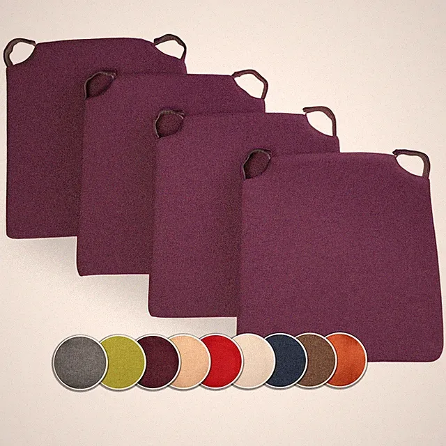 4er Set Stuhlkissen mit Klettverschluss 42(vorne) | 35(hinten) x 40 x 5cm