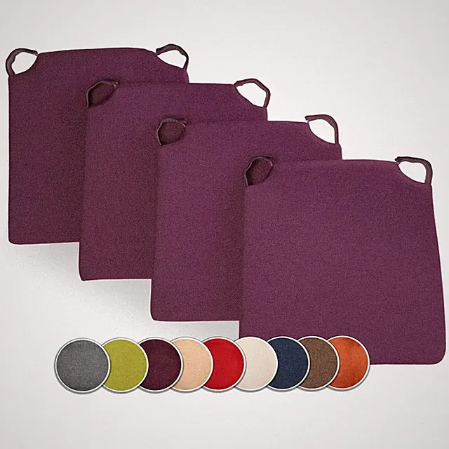 4er Set Stuhlkissen mit Klettverschluss Kissen 42(vorne) | 35(hinten) x 40 x 5cm