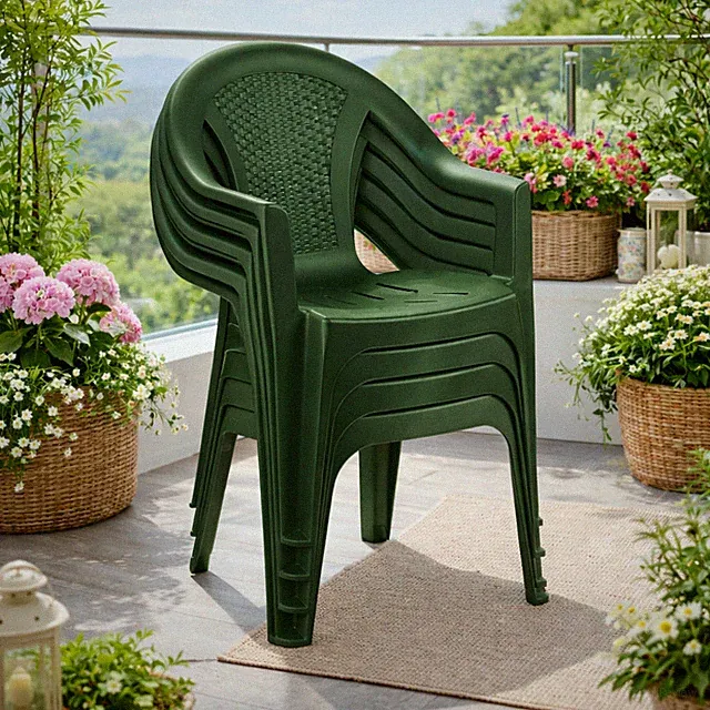 4er Stapelstuhl Outdoorstuhl Bistrostuhl Stapelsessel Kunststoff stapelbar Grün