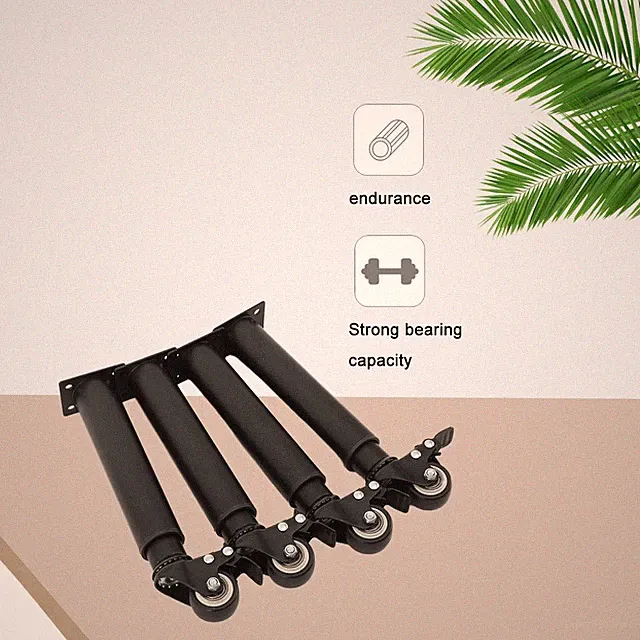 4pcs 24-36cm Metall Möbelfüße mit Lenkrollen DIY Ersatz Tischbeine Schrankfüße