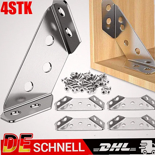 4Stk Eckverbinder Edelstahl Dreiecksstütze Winkelverbinder Möbelwinkel Schrank