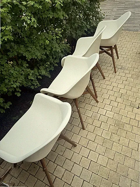 4stk.IKEA MÅRD VRETHAMN Esszimmerstuhl weiß/braun Holzgestell Armlehnen 00378667