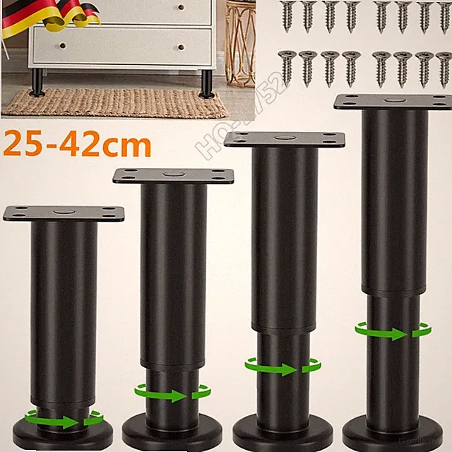 4Stk Möbelfüße Metall Sockelfüße Verstellbar Sofafuß Möbelfuß für Bett Möbelbein