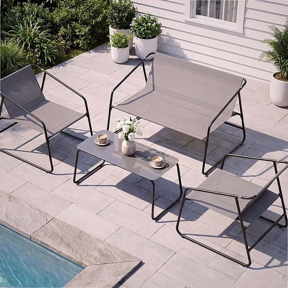 4Tlg. Balkonmöbel Set Gartenmöbel Set mit Tisch Wetterfest Sitzgruppe Loungeset