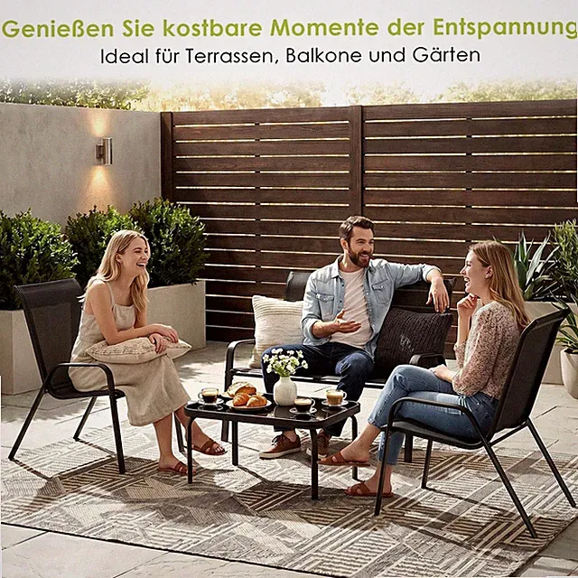 4tlg Gartenmöbel Sitzgruppe Wasserdicht Textile Gartenset Lounge Balkon Terrasse
