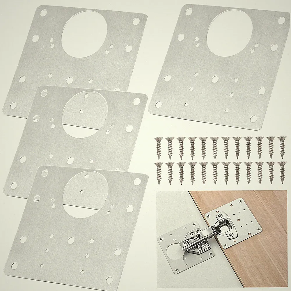 4X Blech Edelstahl Scharnier Reparaturplatte Möbel Reparatur Schrank Scharniere