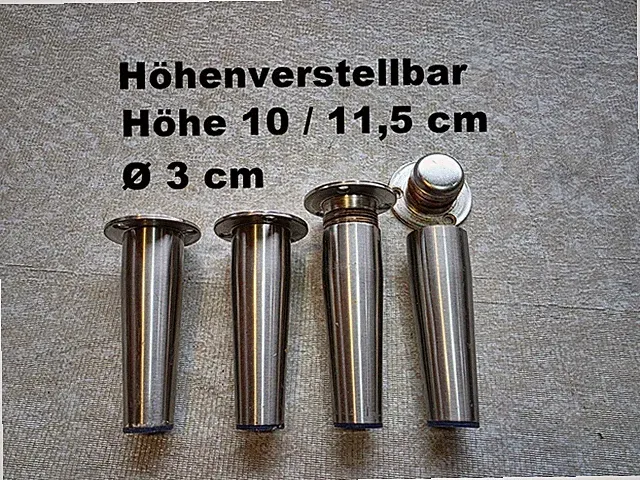 4x Couchfüße Edelstahl Sofafüße Möbelbeine Möbelfüße H: 10 / 11,5 cm