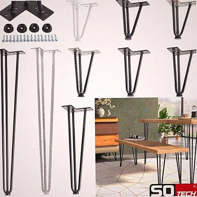 4x Hairpin Legs Tischbeine Tischkufen Haarnadelbeine Tischgestell Esstisch