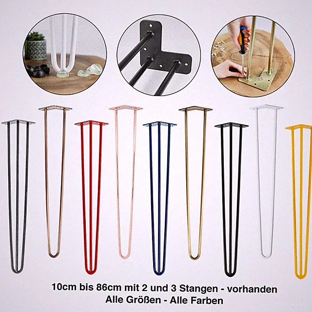 4x Hairpin Legs Tischbeine Tischkufen Haarnadelbeine Tischgestell Esstisch DIY