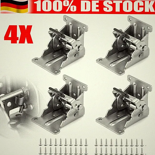 4X Klapptisch Stuhl Bein Scharnier 90Grad selbstsichernde Halterung Scharniere