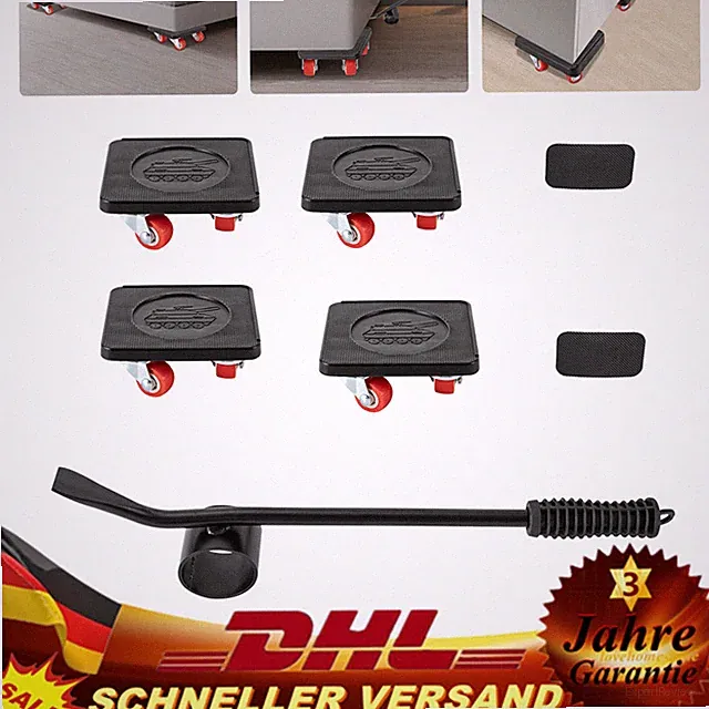 4x Möbel Transportrollen Set für Umzug Schwere Möbel Möbelheber Möbelrollen